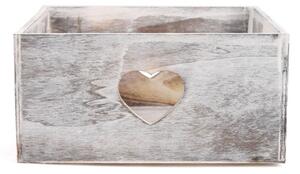 Dřevěná bedýnka srdce 25 cm