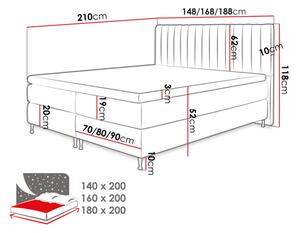 Boxspringová postel 180x200 CANDICE - béžová + topper ZDARMA
