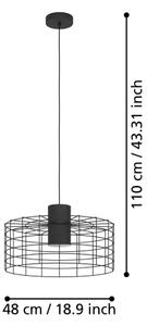 Eglo 43628 - Lustr na lanku MILLIGAN 1xE27/40W/230V pr. 48 cm černá
