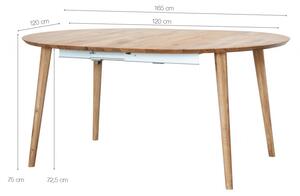 Rozkládací kulatý jídelní stůl z masivu divoký dub Astro 120/166x120