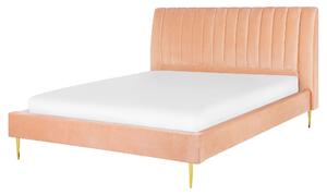 Sametová postel 160 x 200 cm broskev MARVILLE