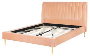 Sametová postel 160 x 200 cm broskev MARVILLE