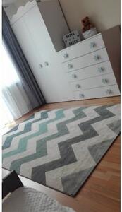 Makro Abra Moderní kusový koberec SCANDI 18248/371 Cik cak modrý / šedý Rozměr: 80x150 cm