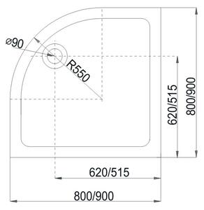 Mereo Keramická vanička R550, 90 x 90 x 6,5 cm (CV04X)
