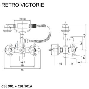 Mereo Viktorie - Retro baterie vanová nástěnná 150 mm