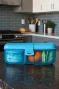 Sistema Dělený svačinový box Lunch Ribbon s nádobou na jogurt 1,1 l, modrá