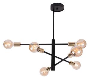 Lustr na tyči ONYX 6xE27/60W/230V černá/zlatá
