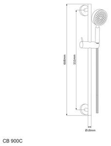 Mereo Sprchová souprava, jednopolohová sprcha, dvouzámková nerez hadice, stavitelný držák, plast/chrom