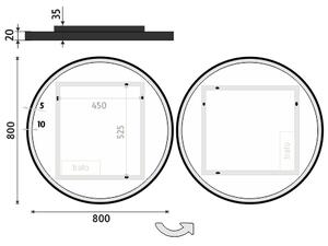 Černé kulaté zrcadlo do koupelny 80 cm s osvětlením NIMCO ZPC 28002R-90