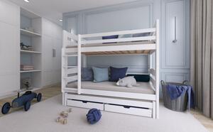 Patrová postel se šuplíky a přistýlkou CAILEAN - 70x160, bílá
