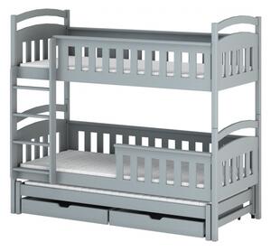 Patrová postel se šuplíky a přistýlkou HAFIA - 70x160, šedá