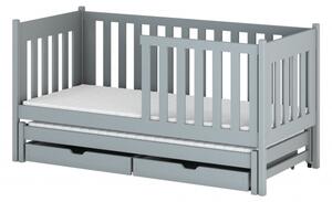 Dětská postel s přistýlkou a úložným prostorem KAENA - 70x160, šedá