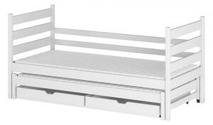 Dětská postel s výsuvným lůžkem KRISTIANA - 70x160, bílá