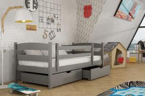 Dětská postel se šuplíky ZURI - 70x160, šedá