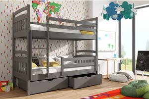 Dětská patrová postel s úložným prostorem LUCIE - 70x160, grafit