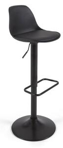 Matně černá barová židle s nastavitelnou výškou z imitace kůže (výška sedáku 60 cm) Orlando-T – Kave Home