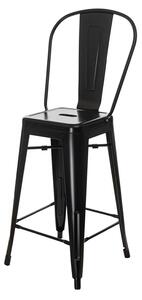 Barová židle Paris Back s opěradlem černá insp.Tolix