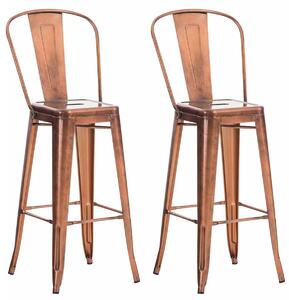 Kovová barová židle v industriálním stylu Aiden (SET 2 ks) - Měď