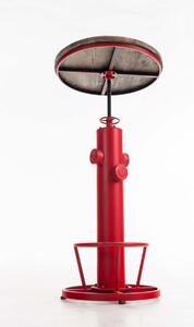 Barový stůl Hydrant - borovice a kov | červený