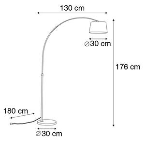 Moderní ocelová oblouková lampa s šedým látkovým stínidlem - Arc Basic
