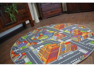 Associated Weavers Kulatý dětský koberec ULIČKY BIG CITY šedý Rozměr: průměr 100 cm