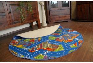 Associated Weavers Kulatý dětský koberec ULIČKY BIG CITY modrý Rozměr: průměr 100 cm