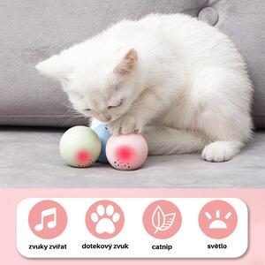 Cat musicball - zvukový a blikající míček pro kočky růžový
