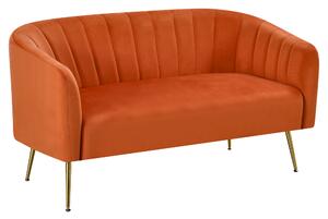 KONDELA Designový 2-sed, terakota Velvet látka/gold chrom-zlatý, BAGY