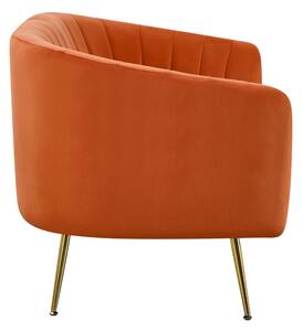 KONDELA Designový 2-sed, terakota Velvet látka/gold chrom-zlatý, BAGY