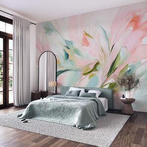 Fototapety Abstraktní květinový styl malby s jemnými pastelovými tahy štětcem na světlém pozadí, Fototapety abstraktní, w09871 : uwalls.cz