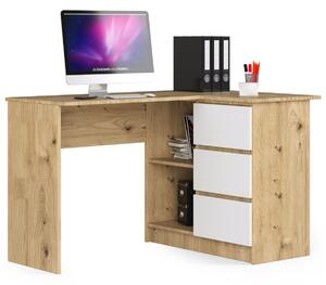 Ak furniture Rohový psací stůl B16 124 cm dub artisan/bílý pravý