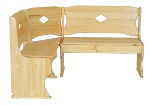 Dřevěná rohová lavice NR103, 150x86x120, borovice (Barva dřeva: Surová (bez moření))