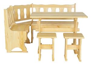 Dřevěná rohová lavice NR101, 150x86x110, borovice (Barva dřeva: Přírodní (lakovaná))