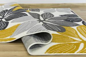 Balta Kusový koberec LUNA 501619/89935 Květy krémový žlutý Rozměr: 60x110 cm