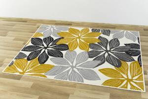Balta Kusový koberec LUNA 501619/89935 Květy krémový žlutý Rozměr: 140x200 cm