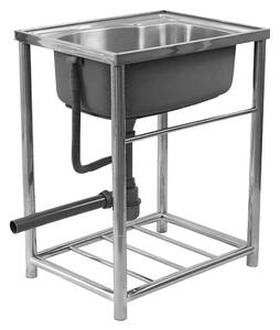 KONDELA Nerezový dřez se sifonem, 61x46, INOX NEW