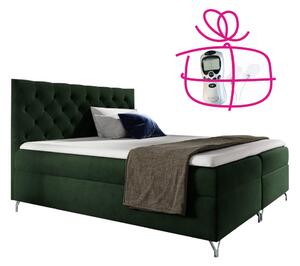 KONDELA Boxspringová postel, 160x200, zelená látka Velvet, GULIETTE + dárek