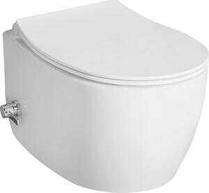 Isvea SENTIMENTI závěsná WC mísa, Rimless, integrovaný ventil a bidet. sprška, 36x51 cm, bílá 10ARS1010