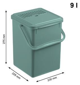 Rotho M - Odpadkový koš s FILTREM, na bio odpad, Kompostér BIO, matně zelený, 9l