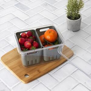 Zeller Present Dvojitý úložný box do lednice, organizér na ovoce a zeleninu, 2+1 nádoby jako síto, šedý BOITE