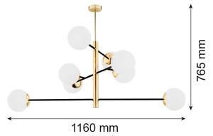 Argon 5041 - Lustr na tyči CAMERON 8xE27/15W/230V mosaz/černá