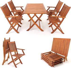 Casaria Zahradní sestava z akáciového dřeva, stůl a 4x židle 992819