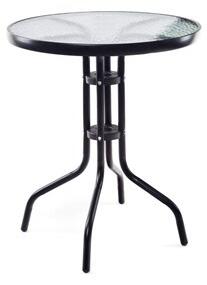 Stůl kovový se skleněnou deskou 60 cm, černý