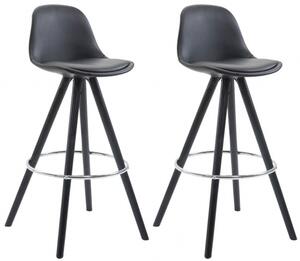 2 ks / set barová židle Franklin syntetická kůže, podnož kulatá černá (buk), černá