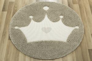 Balta Kulatý dětský koberec SMILE Královská koruna béžový Rozměr: průměr 120 cm