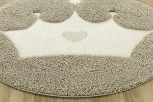 Balta Kulatý dětský koberec SMILE Královská koruna béžový Rozměr: průměr 120 cm