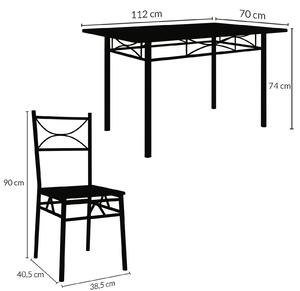 Casaria Jídelní sestava Paul, stůl a 4 židle, sametově bílá 107895