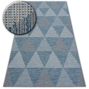 Balta Kusový koberec SISAL LOFT 21132 Trojúhelníky slonová kost / modrý / stříbrný Rozměr: 60x110 cm