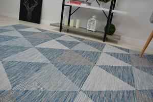 Balta Kusový koberec SISAL LOFT 21132 Trojúhelníky slonová kost / modrý / stříbrný Rozměr: 160x230 cm