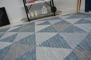 Balta Kusový koberec SISAL LOFT 21132 Trojúhelníky slonová kost / modrý / stříbrný Rozměr: 80x150 cm